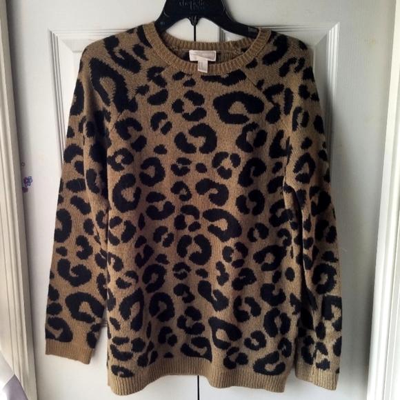 Cheetah Print Knit Sweater Graphic Trendy Novelty Capsule Minimalist Chic Animal - Picture 1 of 3
